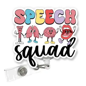 Speech Squad Badge Reel, Speech Therapy Humor Retractable ID Holder with Alligator Clip for SLP Staff IHF