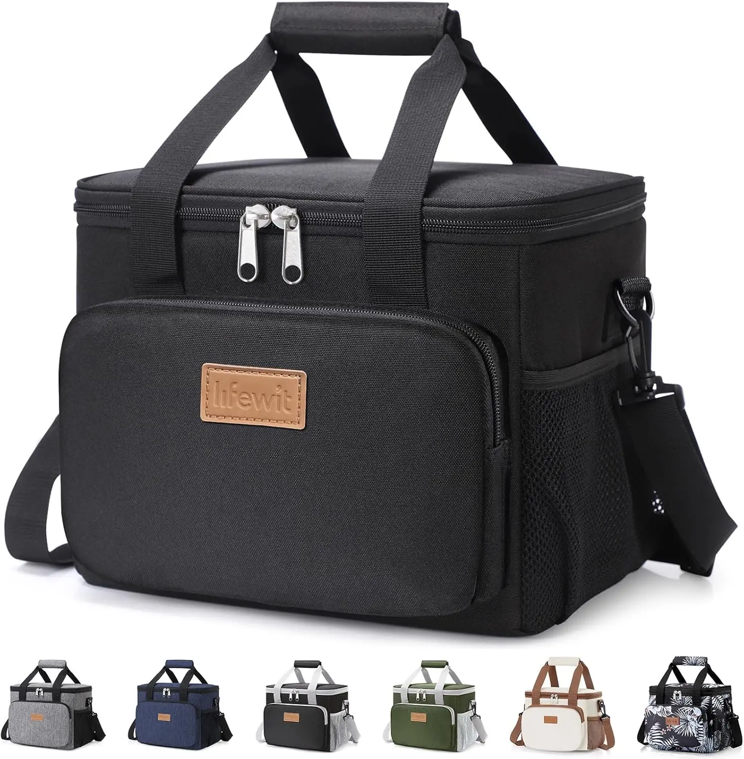 Lifewit Medium Insulated Lunch Bag - Soft 9L Cooler Tote for Adult Men, 12-Can Capacity, Black