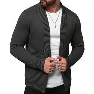 Grandclad Men's Shawl Collar Long Sleeve Cardigan Knit Open Front with Pockets