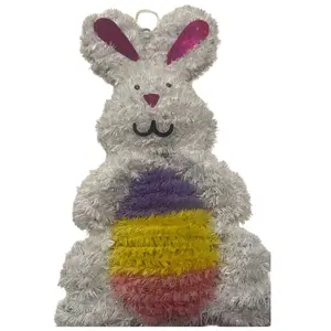 Cute Easter Bunny Wall Decoration with Colorful Egg – Sparkly Spring Hanging Décor for Door, Wall, Home, Party & Classroom Display