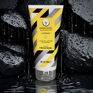 Cleverman Energizing Face & Beard Scrub 100ml Skincare Argan Aftershave Foam Menthol Vegan Comfort Cleanser