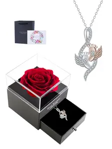 Heart Mommy Of Angel With Red Rose Jewelry Gift Box, Exquisite Jewelry Gift, Love Heart Necklace, Loss of Pregnancy Memorial Jewelry for Mom, Miscarriage Gifts for Mother Infant Loss Gifts