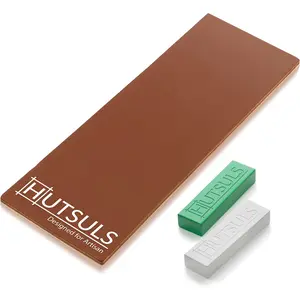 Hutsuls Knife Stropping Leather for Sharpening - Get Razor-Sharp Edges with Leather Strop for Knife Sharpening Easy to Use Leather Sharpening Strop with Green & White Strop Compound Step-by-Step Guide