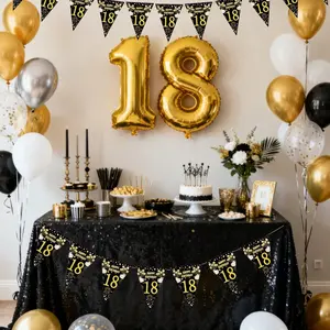 1pc Gold Birthday Party Triangle Flag Banner, Multi-Scene Celebration Decoration, 6.3x5.12 Inches Universal Size, Perfect for Events