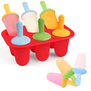 Silicone Popsicle Molds for Kids – 6-Cavity BPA-Free Ice Pop Maker with Reusable Colorful Sticks for Frozen Yogurt, Juice or Smoothie Pops