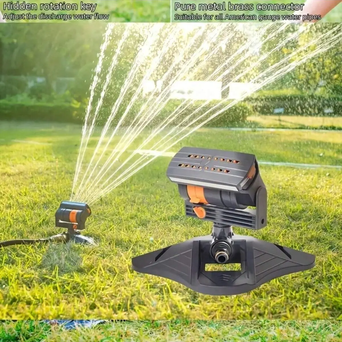 Garden Sprinkler with 16 Nozzles, 180° Rotating Head, Adjustable Watering System, Automatic Irrigation System, Easy Installation, No Power Needed, Ideal for Lawn Care Sprinklers for Yard