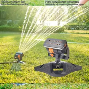 Garden Sprinkler with 16 Nozzles, 180° Rotating Head, Adjustable Watering System, Automatic Irrigation System, Easy Installation, No Power Needed, Ideal for Lawn Care