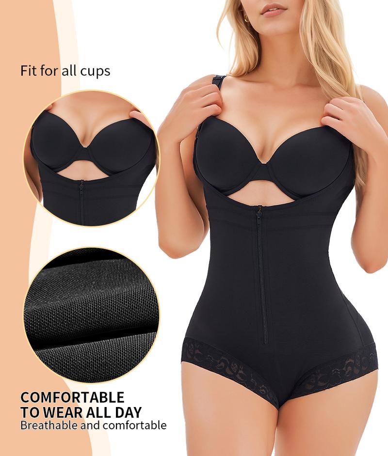 Women's Fajas Colombianas Shapewear For Women Postpartum Tummy Control Bodysuit Full Body Shaper For Women Body Butt Lifter Panties Zipper Straps Thong Bodysuit