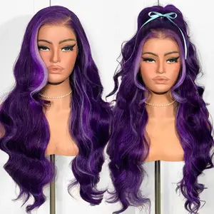 Blackswern 13x6 Glueless HD Lace Frontal Wigs Pre-Plucked Body Wave Synthetic Hair for Women's Daily Life & Cosplay 26inch High-Temperature Resistant Fiber