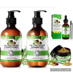 3in1 Hair Growth shampoo & Conditioner + Hair mask + hair oil complete set With Biotin, Batana Oil, Rosemary Oil, Jamaican black castor oil, pumpkin seed oil , peppermint oil, lavender oil, rosemary onion oil, Amla oil , black seed oil , Argan oil