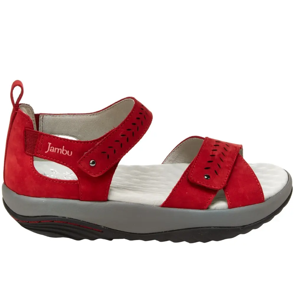 Jambu Womens Sedona Cut Out Ankle Strap Casual Sandals Casual - Red