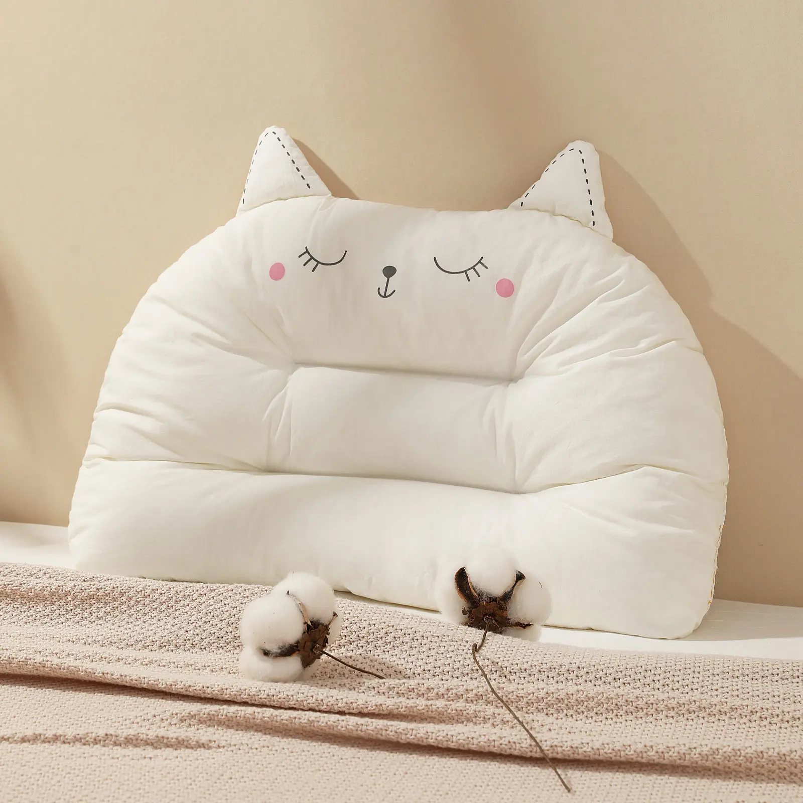 ChocChick Toddler Pillow, 20x14in Organic Cotton Cover, Machine Washable, Soft Hypoallergenic Filling, Adorable Cat Design, 48h Rebound Guide w/ Re-Fluffing Tip, Travel & Flights Ready, Ideal for 2-3 Year Olds’ Sleep Training & Bedtime