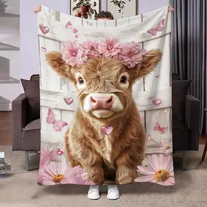 Cute Floral Print Blanket, Soft Mini Throw for Bedroom, Sofa, Office, Outdoor, Perfect Gift
