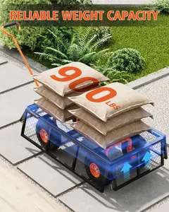 GarveeLife 900 lb Heavy Duty 3-in-1 Steel Garden Cart, Pullable Wagon with 10" Wheels for Transporting Soil, Tools & Plants