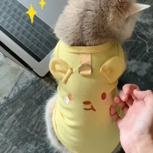 Spring Summer Pet Clothing Dog Cat Clothes Teddy Bichon Poodle Waffle Vest Harness, Comfortable Breathable Fabric, Easy to Wear & Remove