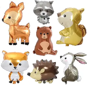 7PCS Woodland Animal Balloons Forest Animals Foil Balloon for Woodland Themed Baby Shower,Jumbo Bunny Fox Squirrel Hedgehog Raccoon Balloons Woodland Balloons Aluminum Outdoors Decor Cartoon Decor Cartoon Decor Cartoon