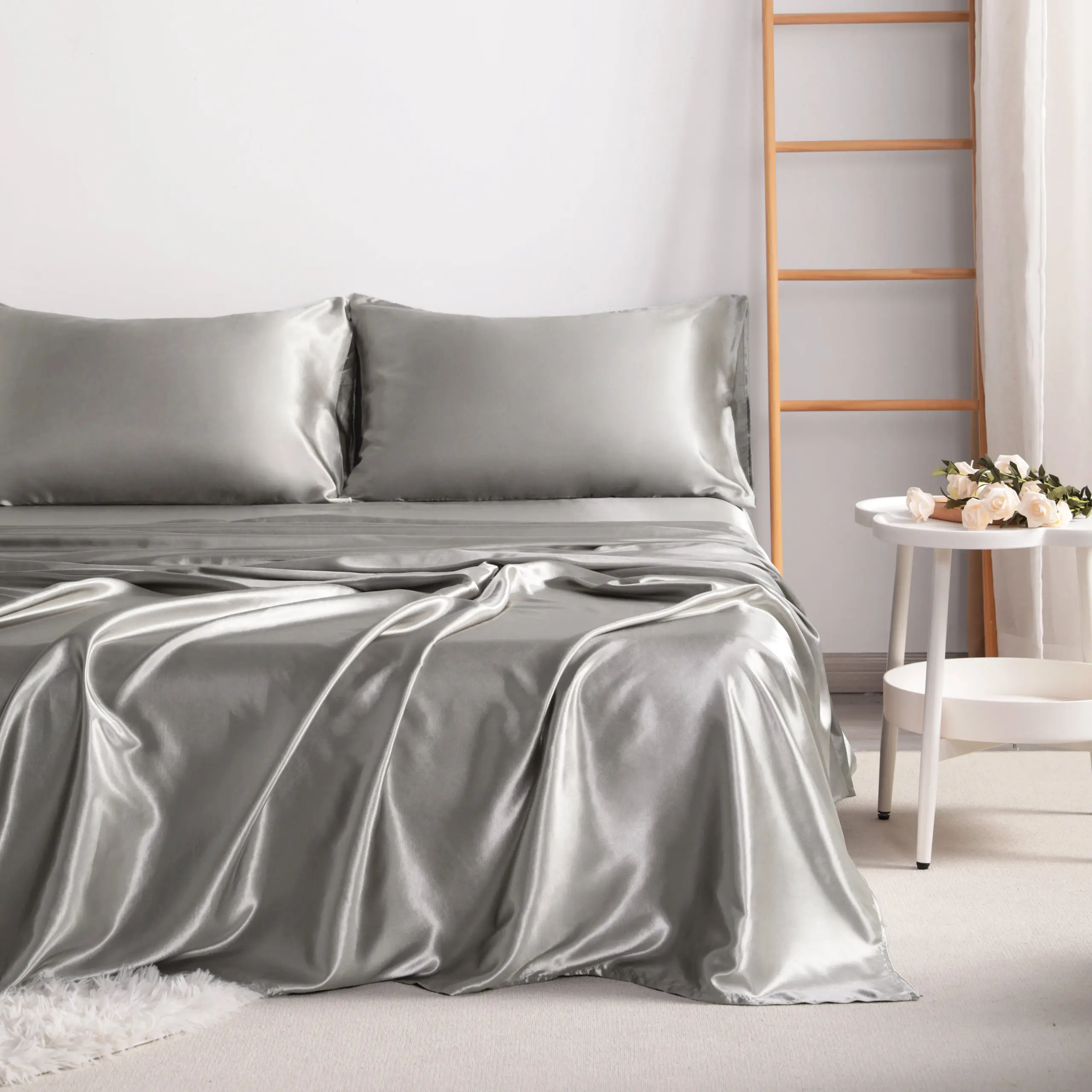 NTBAY 4-Piece Silky Satin Bedding Sets, Super Cool, Breathable and Soft, Frictionless Skin-friendly and Anti-acne, Luxury And Silky With Natural Sheen