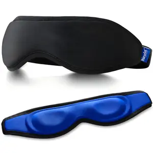 Cooling Gel Eye Mask, Cold Compress for Tired Eyes & Puffiness, Contoured Reusable Eye Mask with Solid Gel, Adjustable Strap for Comfortable Eye Relief