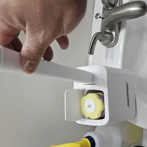 Snofrid Disposable Toilet Brush, Toilet Bowl Wand Holder Set with 24PCS Cleaner Refills, Bathroom Cleaning System for Sink Bathtub Drain Wash Basin Urinal，Wall-Mount Scrubbing Toilet Brush Bathroom Cleaning Kit