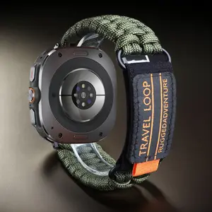 Adjustable Nylon Buckle Strap for Samsung Galaxy Watch 8/8Classic Ultra 40mm 44mm 46mm, Handmade Outdoor Woven Band, Unisex Accessory, Smartwatch Strap