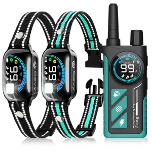 Sevy 2-in-1 Dog Shock & Bark Collar 2 Pack, Smart Anti Bark Dog Training Collar with Remote for 2 Dogs, 3300FT E Collar with Beep Vibration Shock, LED Light, IP67 Waterproof for Small Medium Large Dog，Rechargeable LCD Dog Training Collar