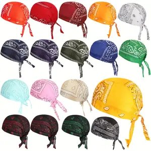 [18pcs Quick-Drying Do Rag] 18pcs Quick-Drying Do Rag Skull Cap | Paisley Pattern Bandanna Biker Head Wraps, Sweat Wicking Beanie For Men And Women, Multicolor, 4XL