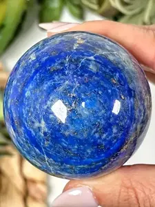 Handmade Lapis Lazuli Crystal Ball Gemstone Hand Massager, Natural Stone Therapeutic Healing Decorative Sphere, Ideal Home Decoration, Unique Specimen for Collection