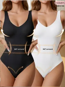 Women's White Bridal Body Shaper, Wedding Dress Compression Bodysuit, Seamless Ribbed Smooth Abdomen Control Shapewear, Openable Crotch,Wide Strap Bodysuit,Comfrort&Stretch Tank Top,Perfect for Any Occions,Spring