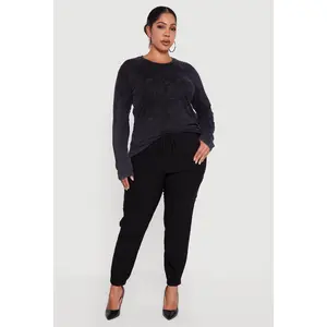 Plus Size High Waisted Drawstring Waist Cargo Joggers