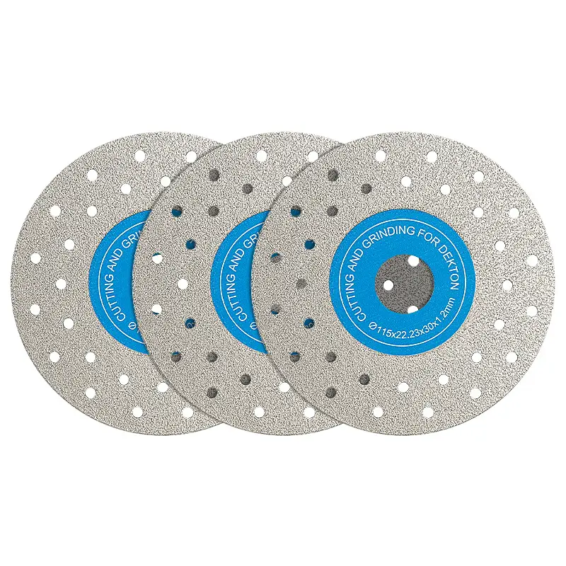 3PCS 4.5"/115mm Diamond Grinding Wheels & Chamfered Blades - Porous Design Reduces Noise/Heat for Tile, Marble, Stone & Ceramics - Angle Grinder Cutti
