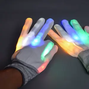 Fashion Hip Hop Party Led Rave Flashing Gloves Glow 7 Mode Light up Finger Tip Lighting Black New Holiday NONE