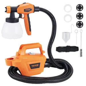 VEVOR Paint Sprayer, TikTokShopBlackFriday, 800W Electric Spray Paint Gun with 10FT Air Hose, 1300ml Container and 3 Spray Patterns, 4 Nozzles, HVLP Spray Gun for House Painting Home Interior & Exterior Walls, Fence