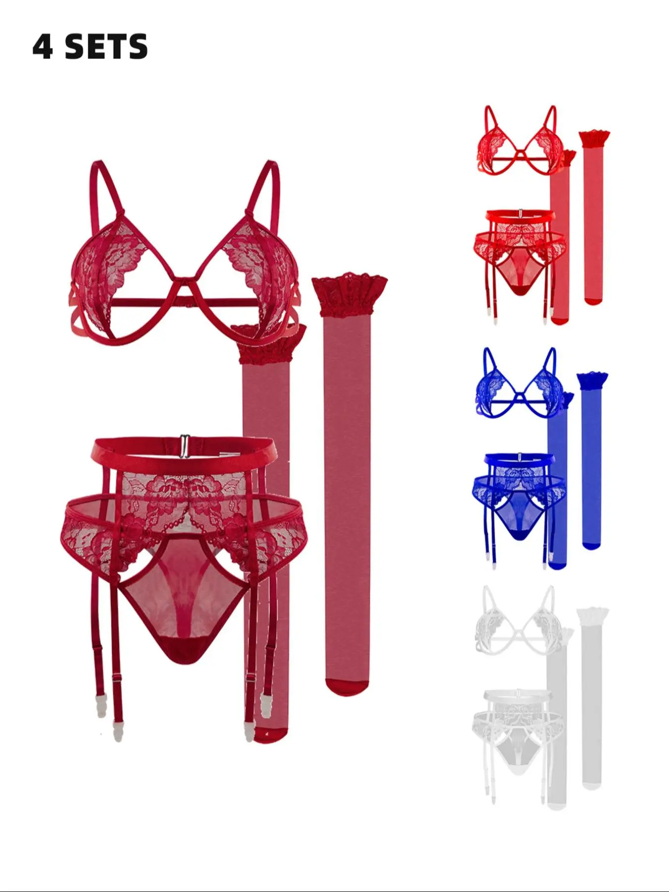 Women's Lace Sexy Lingerie Set, Womenswear Solid Color Bra & Thong & Garter Belt & Stocking, Elegant Comfy Lightweight Breathable Fitted Lingerie Set for Women Underwear - TikTok Shop Women's Lace Sexy Lingerie Set, Womenswear Solid Color Bra & Thong & Garter Belt & Stocking, Elegant Comfy Lightweight Breathable Fitted Lingerie Set for Women Underwear - TikTok Shop