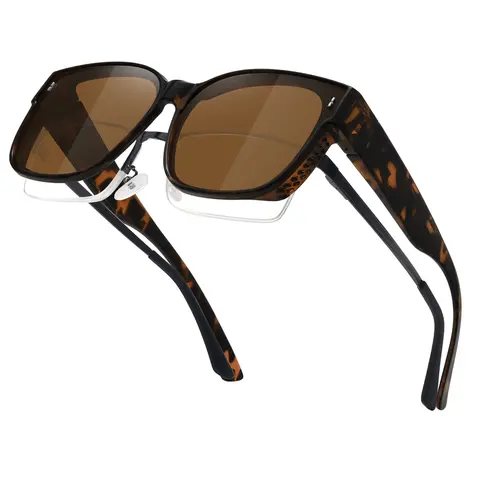 Women's MEETSUN FitOver Sunglasses - Lightweight Durable Hyper-Polarized Full Rim Oversized Large Square Driving Shades, 99.99% UV400 Trendy Streetwear Eye Fashion Accessory