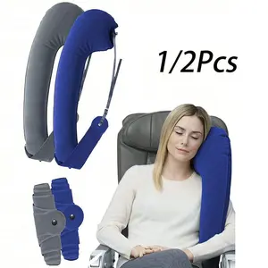 Foldable Travel Pillow, Lightweight Portable, Car Plane Sea Travel Essential, Neck Support with Armrests, Includes Eye Mask Foot Rest Leg Hammock