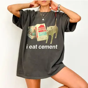 Comfort Colors I Eat Cement Cursed Cat Shirt, Funny Meme Shirt, Ironic Shirt, Cat Lover Gift