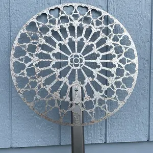 Notre Dame Stained Glass Rose Window Large Metal Garden Stake Wall Art Laser USA