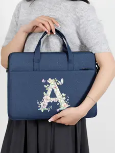 Floral & Letter Embroidered Pattern Laptop Bag, Fashionable Simple Laptop Bag, Casual Versatile Laptop Bag for Daily Commuting, Travel, Gifts for Family and Friends