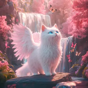 Angel Cat Pattern DIY Diamond Arts Colorful Painting Kit without Frame, DIY 5D Diamond Arts Colorful Painting Kit, Wall Art Decor for Home