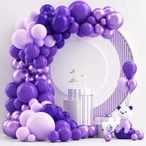 Purple Balloon Arch Kit – 124pcs in 5 Sizes with Matte, Macaron, and Metallic Finishes for Birthday, Baby Shower, Graduation & Party Decorations