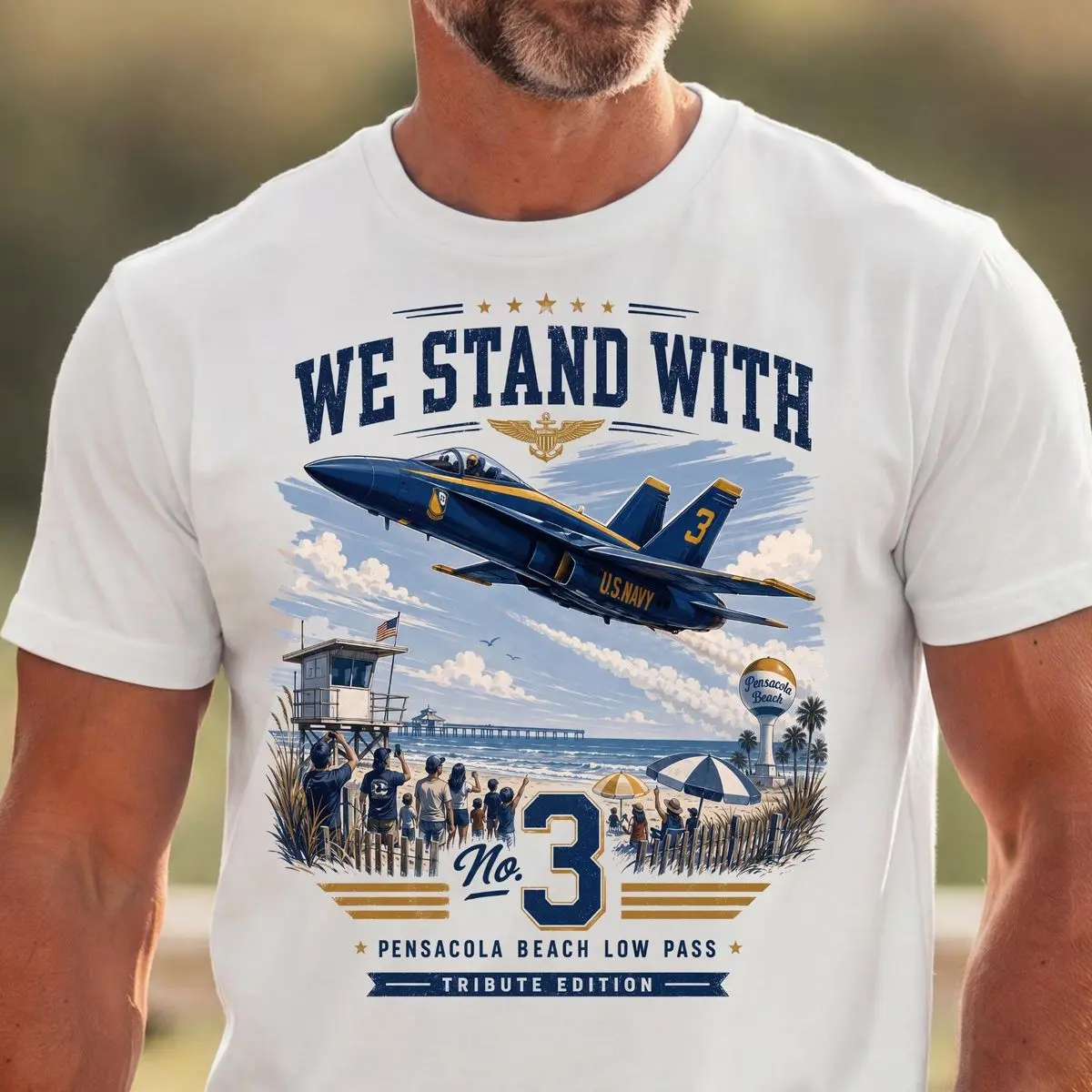 Blue Angels Style Shirt | Vintage Pensacola Beach Graphic Tee | Aviation Pilot T Shirt | Unisex Short Sleeve Tee, Casual Clothing Crewneck Tee