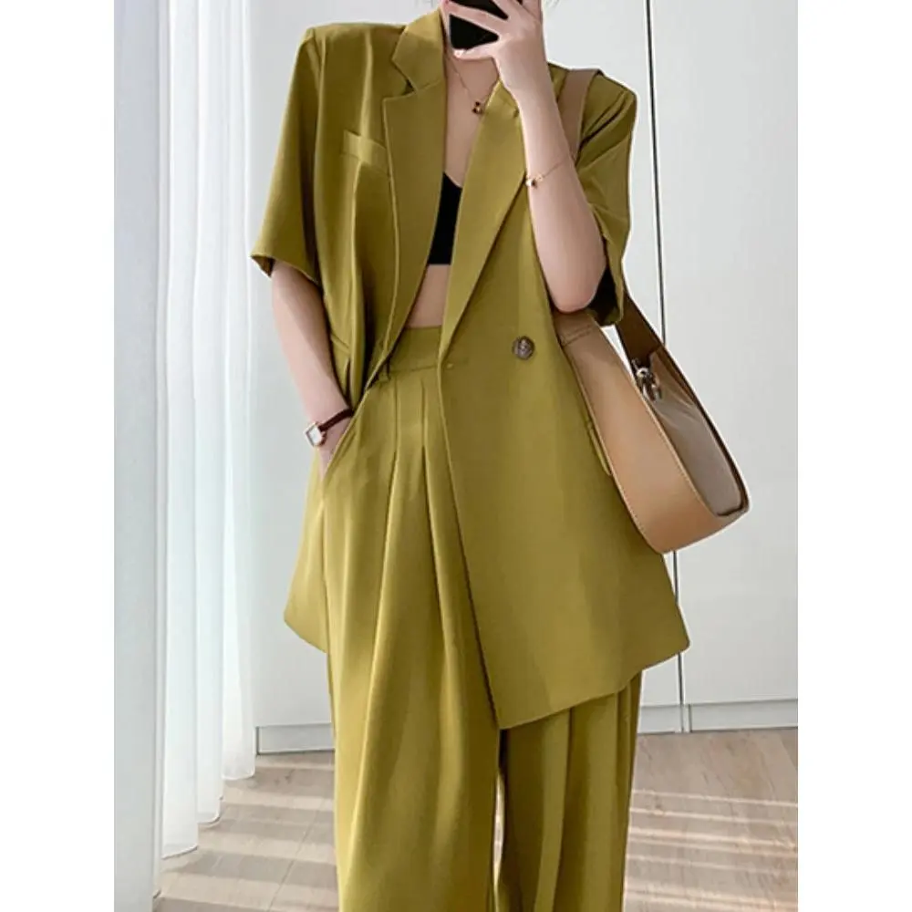 Two Pieces Set Chic Casual Loose Blazer & Trousers Suit