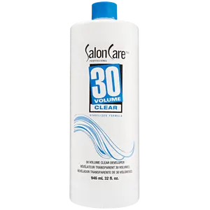 Salon Care 30 Volume Clear Developer, Stabilized Formula for Consistent, Predictable Results, Superior Gray Coverage