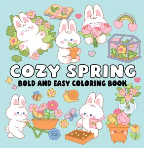 Cozy Spring Bold and Easy Coloring Book Regular Edition Featuring Adorable Bunny Designs and Spring Elements