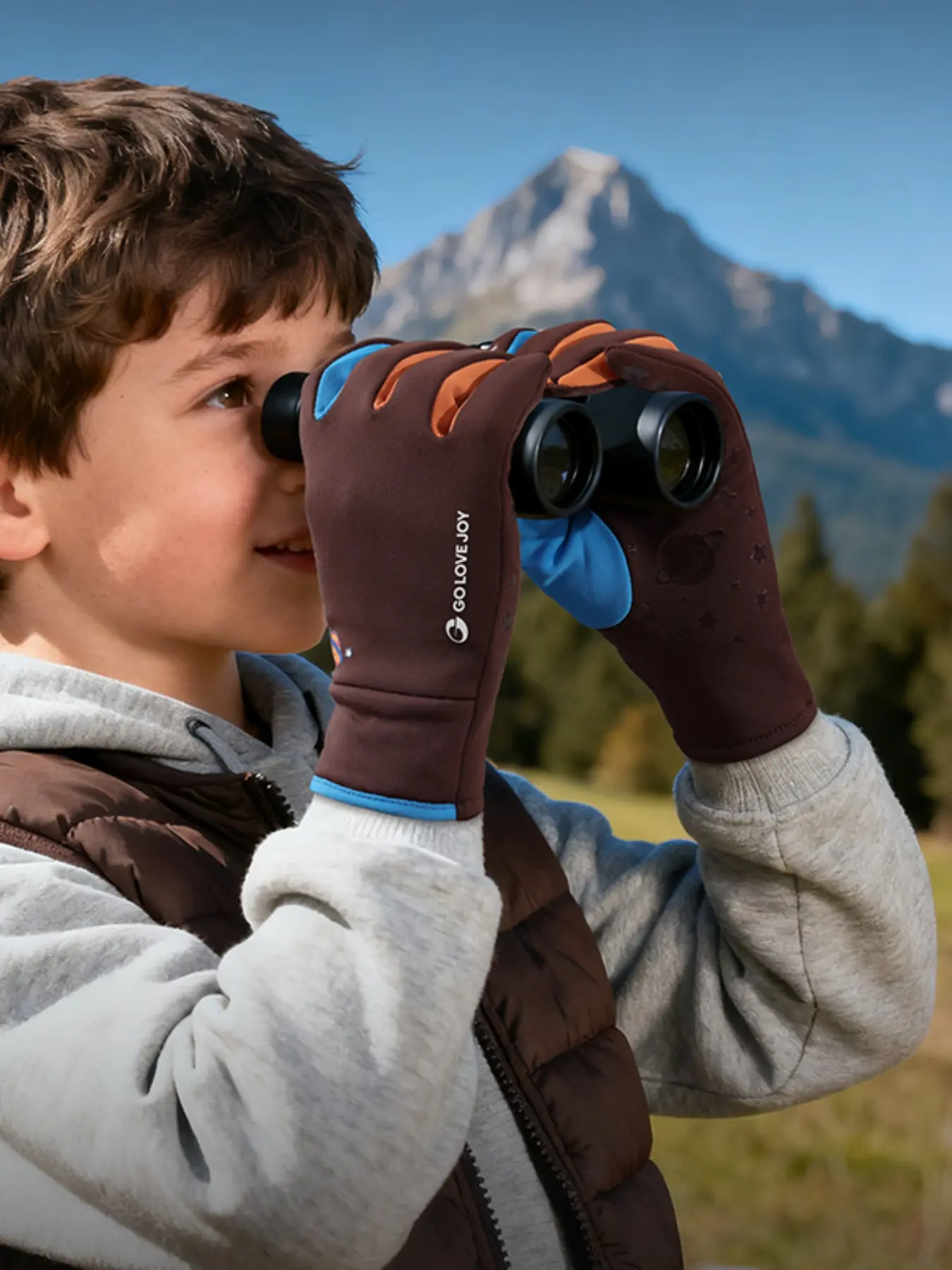 Autumn Winter Kids Warm Gloves, Girls Anti-Slip Fleece Lined Thick Cartoon Boys Outdoor Cycling Windproof DRST41