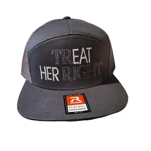 Embroidered TREAT HER RIGHT Richardson 112 roundbill, 168 flatbill snapback, or 510 Baseball Cap Trucker Hat Snapback Hat