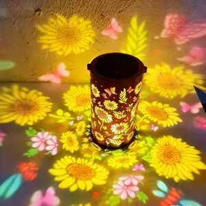 Solar Sunflower Projection Light Garden Decorative Atmosphere Light Iron Hollow Hanging Light Outdoor Courtyard Decorative Light