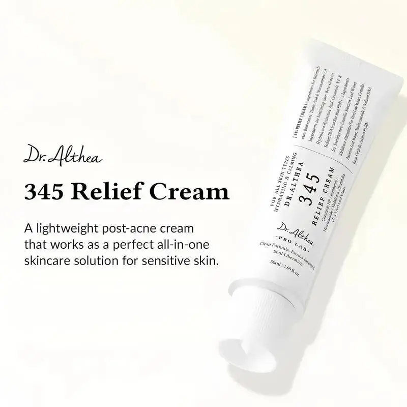 Dr.Althea 345 Relief Cream, Blemish Relief Soothing Face Moisturizer For Sensitive Acne Prone Skin