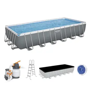 Bestway Power Steel 24' x 12' x 52" Rectangular Above Ground Swimming Pool Set