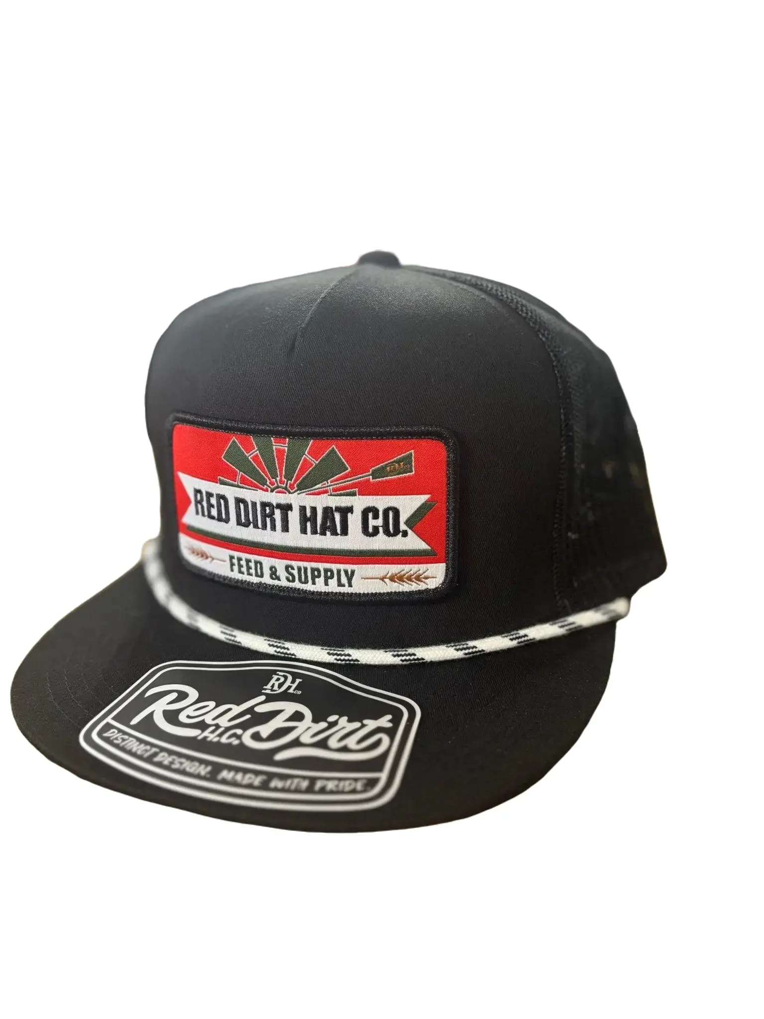 Red Dirt Hat Company Feeding Time Graphic Trucker Baseball Cap - Unisex Flat Bill, Mesh Back, Adjustable Snapback, Classic Trucker Style, Western Look, Everyday Wear, Bold Ranch-Ready Design, Casual Patch Graphic, Baseball Cap Adjustable